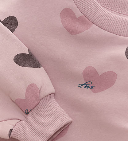 Minymo Sweatshirt - Dawn Pink m. Hjerter