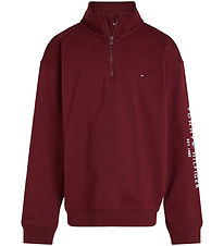 Tommy Hilfiger Sweatshirt - U Essential - Half Zip - Deep Rouge