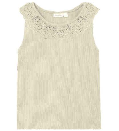 Name It Top - Rib - NmfHelianay - Buttercream m. Hulmønster