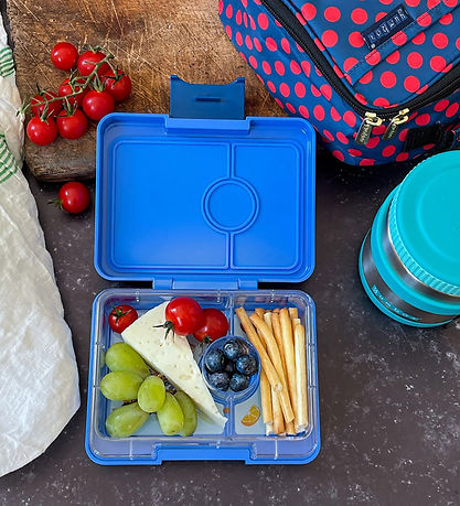 Yumbox Madkasse m. 3 Rum - Bento Snack - Surf Blue - Dino Tray