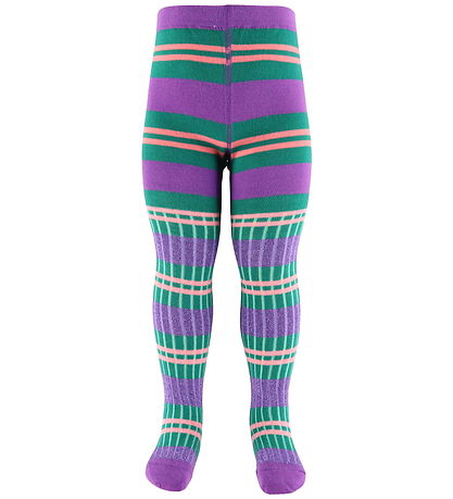 Molo Strømpebukser - Rib - Stripy Tights - Purple Stripe