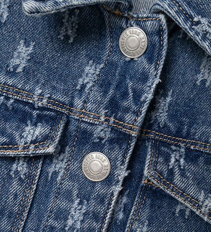 Name It Denimjakke - NkfPhine - Dark Blue Denim m. Mønster