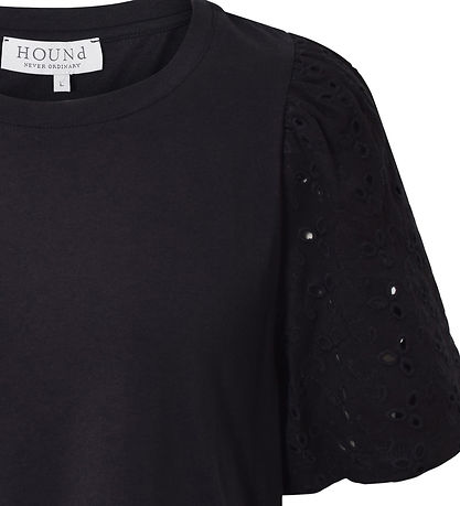 Hound T-Shirt - Puff Sleve Top - Black