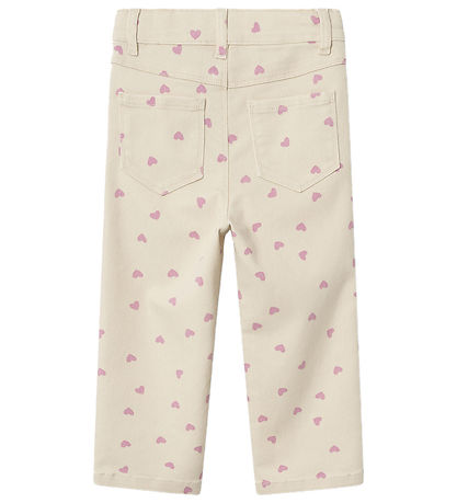 Name It Bukser - NmfRose - Summer Sand m. Hjerter