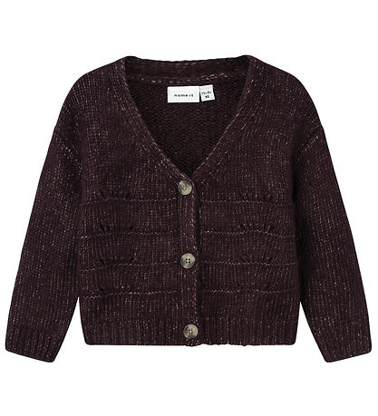Name It Cardigan - Strik - NmfNetrille - Plum Perfect m. Hulmøns
