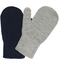 Melton Vantar - 2-pack - Light Grey Melange/Blå