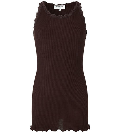 Rosemunde Top - Lang - Silke/Bomuld - Dark Espresso m. Blonder