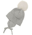 Huttelihut Beanie w. Earflaps - Knitted - Wool - Medium+ Grey Me