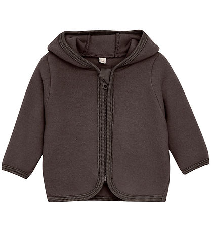 Huttelihut Cardigan - Uldfleece - Raisin m. Ører