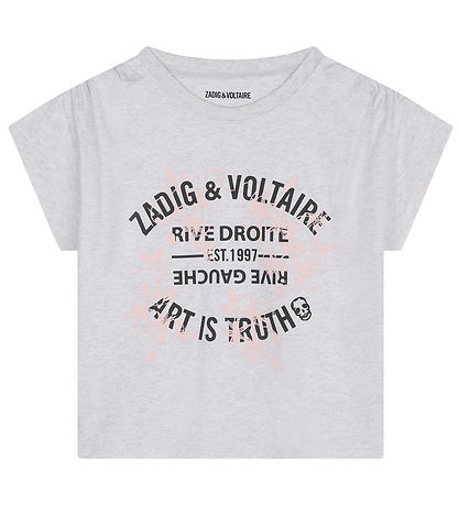 Zadig & Voltaire T-shirt - Lyesgråmeleret m. Print