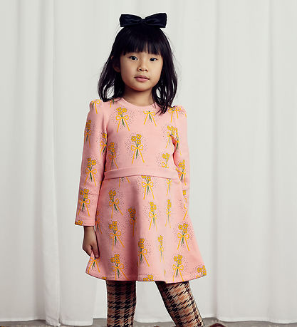 Mini rodini Sweatkjole - Winter Flowers Aop - Pink