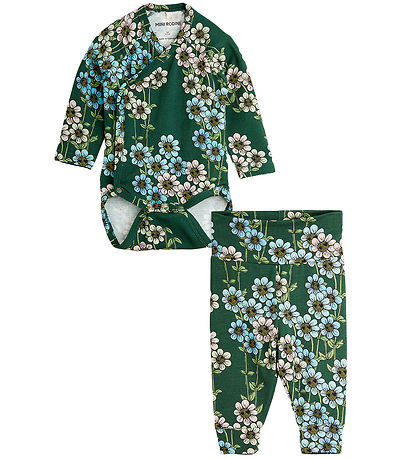 Mini rodini Babysæt - Body/Leggings - Daisys Aop - Grøn