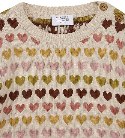 Hust and Claire Bluse - Strik - Pani - Wheat Melange m. Hjerter