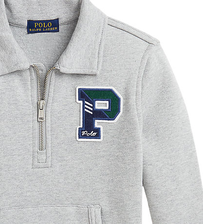 Polo Ralph Lauren Sweatshirt m. Lynlås - Gråmeleret m. Navy