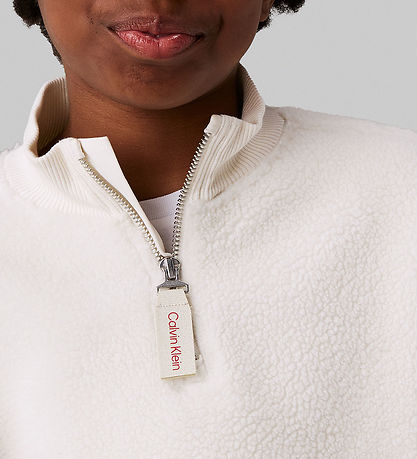Calvin Klein Fleecetrøje - Sherpa Fleece Zip Up - Ivory
