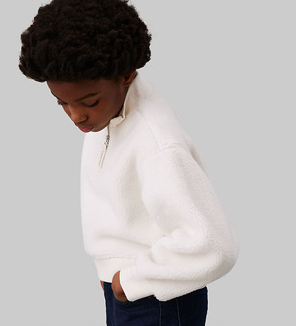 Calvin Klein Fleecetrøje - Sherpa Fleece Zip Up - Ivory