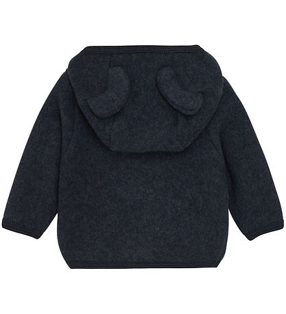 Huttelihut Cardigan - Uldfleece - Navy m. Ører