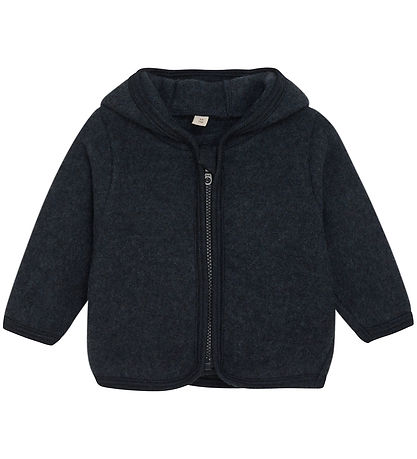 Huttelihut Cardigan - Uldfleece - Navy m. Ører