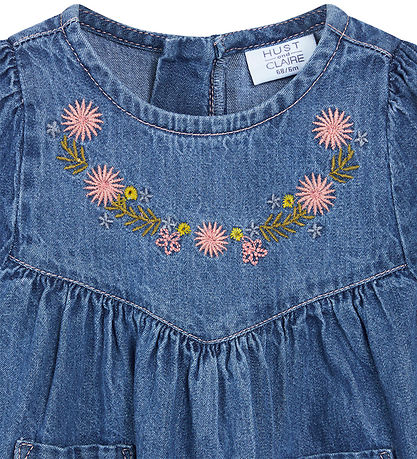 Hust and Claire Kjole - Dalaa - Denim m. Blomster
