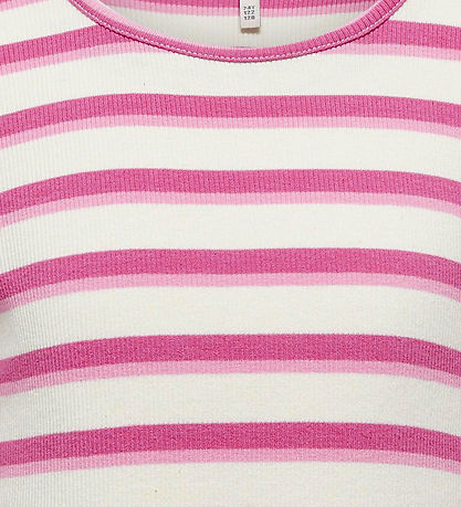 Kids Only Bluse - Rib - KogEvig - Cloud Dancer/Super Pink