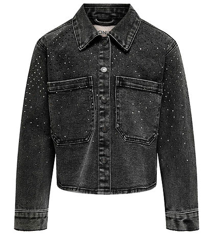 Kids ONly Denimjakke - KogCassie - Washed Black/Rhinestone