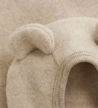 Huttelihut Cardigan - Uldfleece - Camel Melange m. Ører