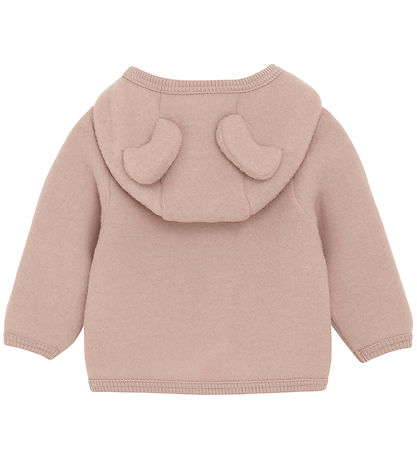 Huttelihut Cardigan - Uldfleece - Mahogany Rose m. Ører