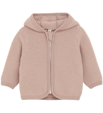 Huttelihut Cardigan - Uldfleece - Mahogany Rose m. Ører