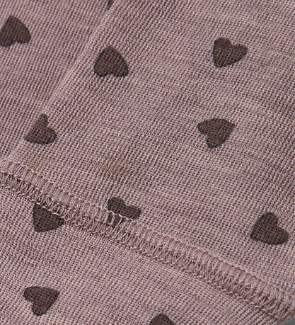 Name It Leggings - Uld - NbfWang - Purple Dove m. Hjerter