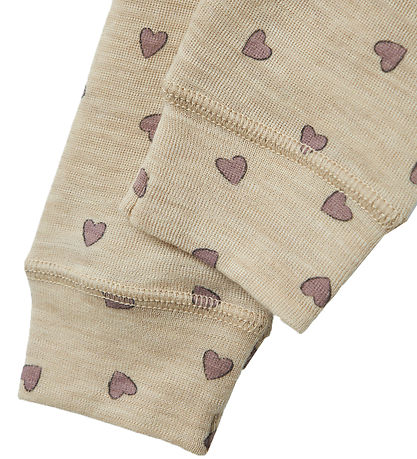 Name It Leggings - Uld - NbfWang - Pure Cashmere m. Hjerter