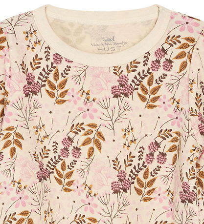 Hust and Claire Bluse - Uld/Bambus - Abbelin - Orchid m. Blomste