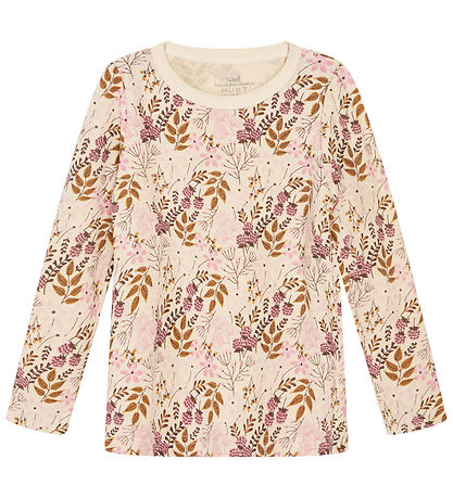 Hust and Claire Bluse - Uld/Bambus - Abbelin - Orchid m. Blomste