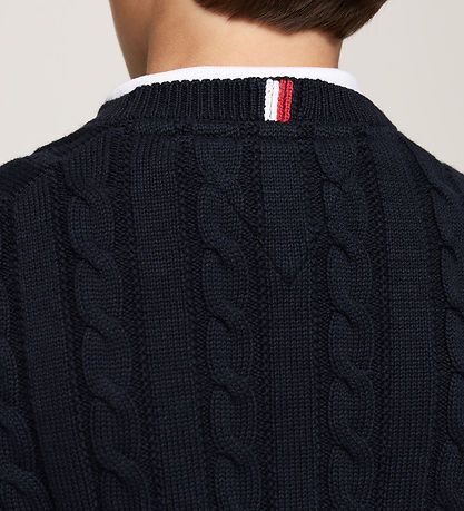 Tommy Hilfiger Bluse - Strik - Essential Reg Cable - Desert Sky