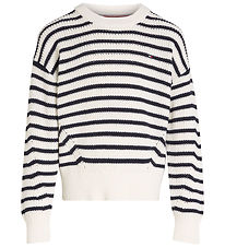 Tommy Hilfiger Bluse - Strik - Essential Stripe - Ancient White 
