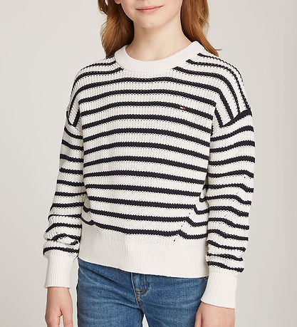 Tommy Hilfiger Bluse - Strik - Essential Stripe - Ancient White 