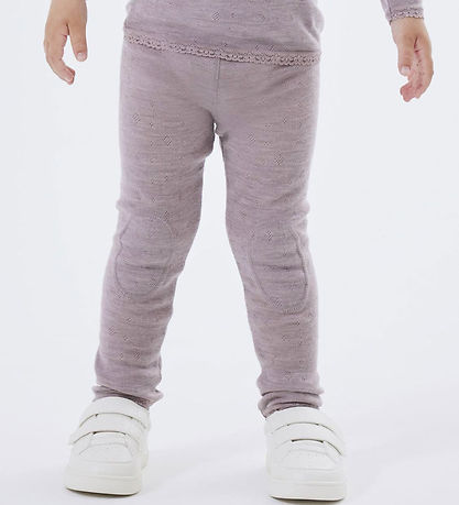 Name It Leggings - Uld - Noos - NmfWang - Purple Dove m. Hulmøns