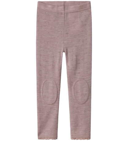 Name It Leggings - Uld - Noos - NmfWang - Purple Dove m. Hulmøns