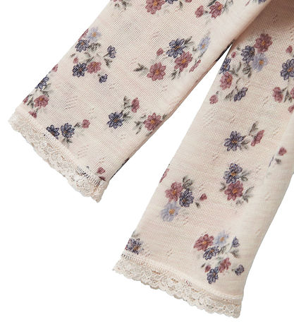 Name It Leggings - Uld - Noos - NbfWang - Lilac Ash m. Hulmønste