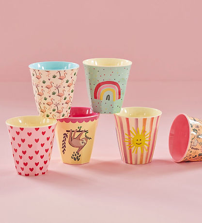 Rice Kopper - Melamin - 6 stk. - 250 ml - Pink/Funky Prints