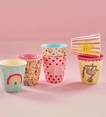 Rice Kopper - Melamin - 6 stk. - 250 ml - Pink/Funky Prints