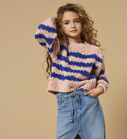 Kids Only Bluse - Strik - KogAce - Silver Pink/Clematis Blue