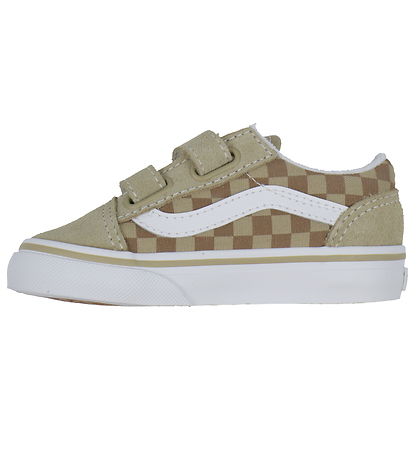 Vans Sko - Old Skool V Neutral Checkerboard - Brown/True White