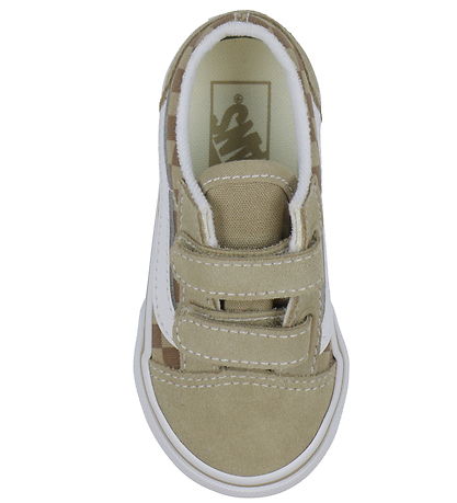 Vans Sko - Old Skool V Neutral Checkerboard - Brown/True White