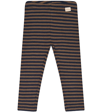 Petit Piao Leggings - Rib - Modal - Chocolate Brown/Indigo Plum 