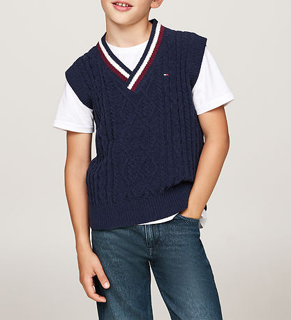 Tommy Hilfiger Vest - Strik - Global Chenille - Desert Sky