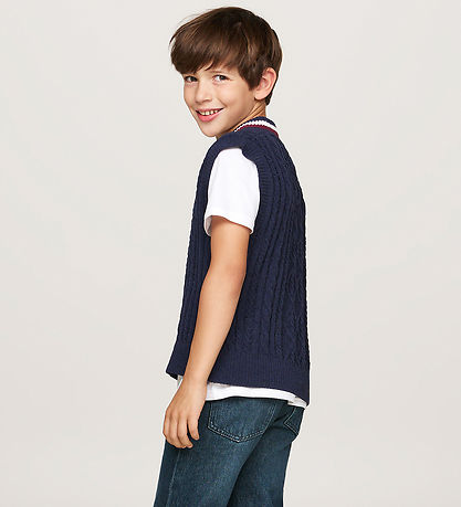 Tommy Hilfiger Vest - Strik - Global Chenille - Desert Sky