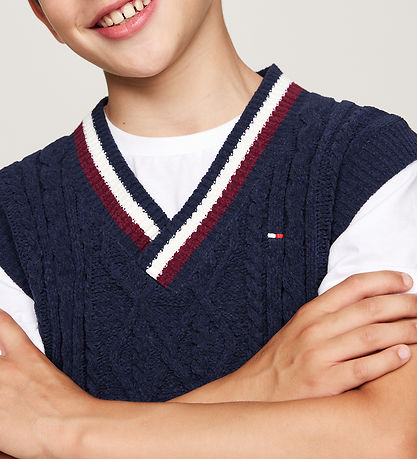Tommy Hilfiger Vest - Strik - Global Chenille - Desert Sky