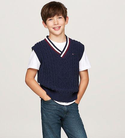 Tommy Hilfiger Vest - Strik - Global Chenille - Desert Sky