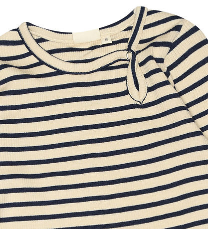 Petit Piao Body l/æ - Rib - Modal - Indigo Plum/Dark Offwhite
