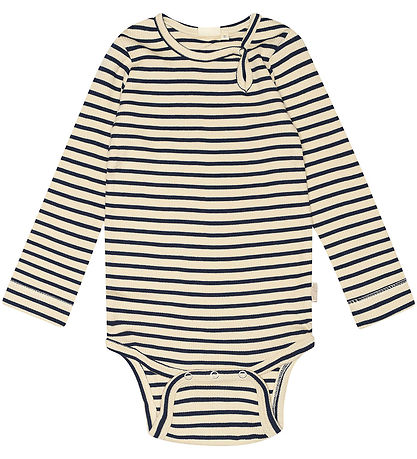 Petit Piao Body l/æ - Rib - Modal - Indigo Plum/Dark Offwhite